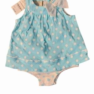 NWT First Impressions Retro Like Blue Polka Dot Romper ~3-6M